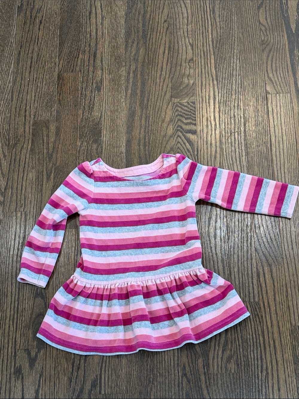 GAP Baby Girls Pink & Gray Striped Long Sleeve Top